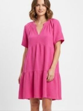 GAP Pink Gauze Split-Neck Tunic Cotton Dress Large